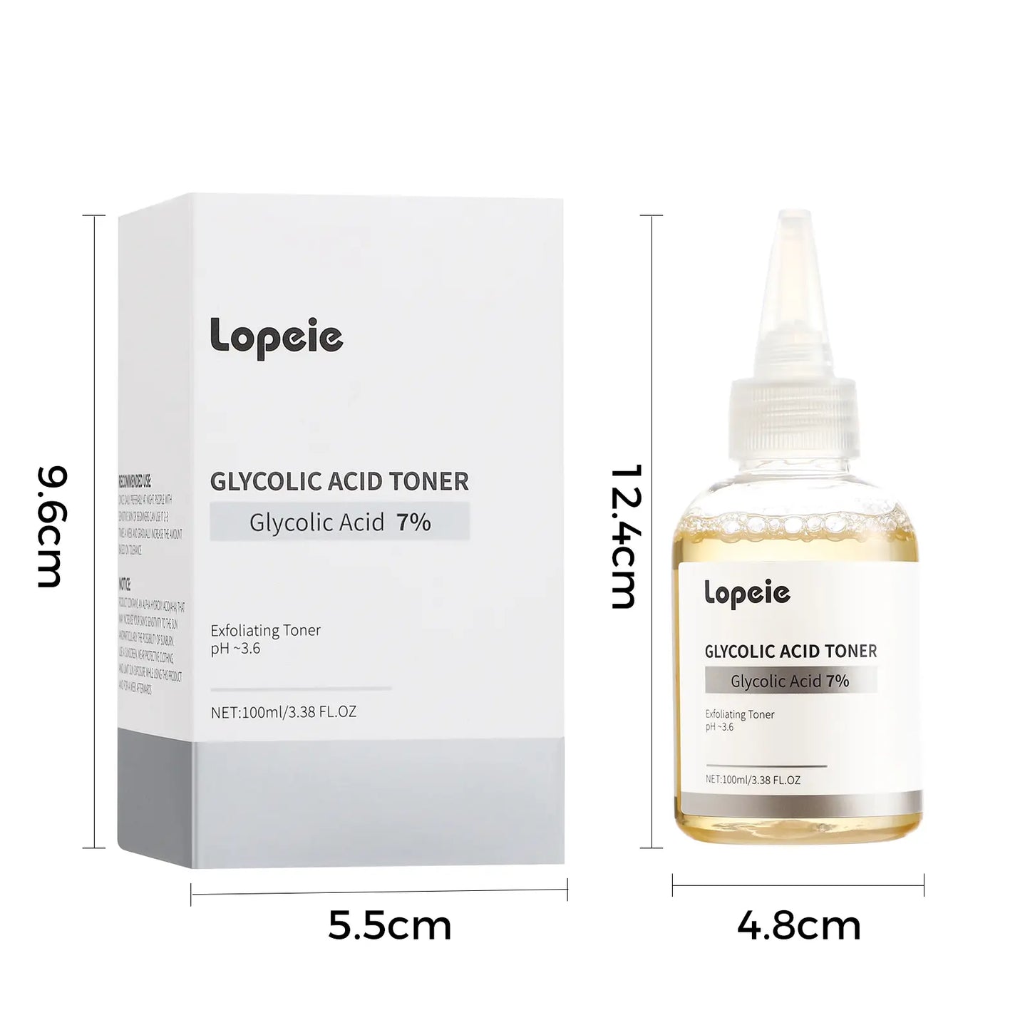 Lopeie 7% Glycolic Acid Exfoliating Toner – Smooth Skin Texture & Brighten Dull Skin, Gentle AHA Toner for Daily Skincare, 100Ml