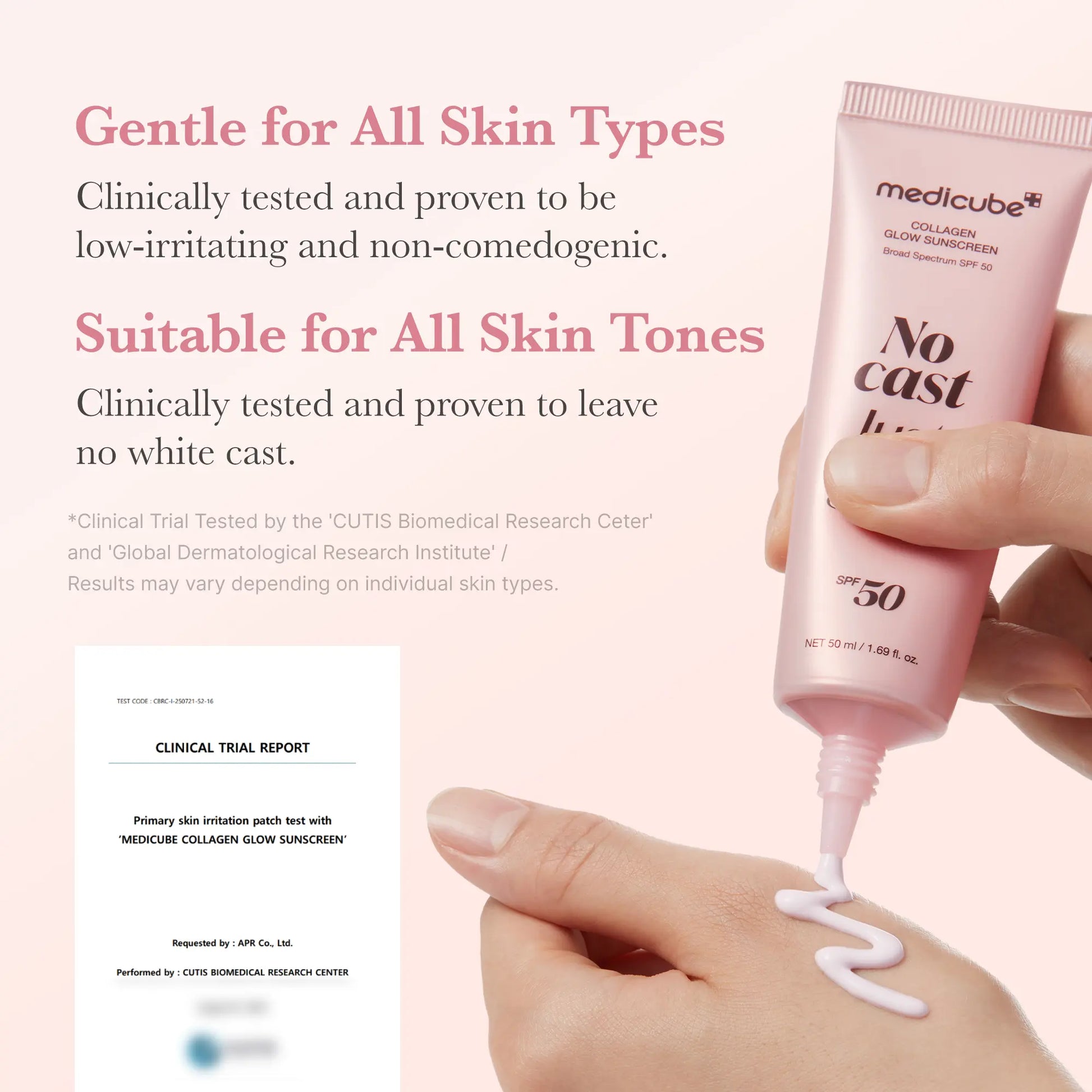 [NEW] [Medicube] No Cast Just Glow Collagen Sunscreen | SPF 50 Broad Spectrum Face Sunscreen | Lightweight, Non-Sticky, Hydrating Formula | No White Cast or Residue | Peptide, Cica for Soothing & Natural Glow