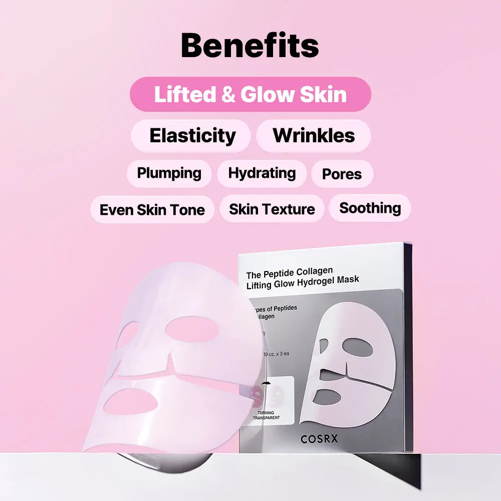 [COSRX Official] Pretty in Pink - Lift & Bright | the Peptide Collagen Hydrogel Eye Patch (60 Patches) | the Peptide Collagen Lifting Glow Hydrogel Mask_3Ea | the 6 Peptide First Step Serum | Lift, Firm and Glow with Peptides & Collagen