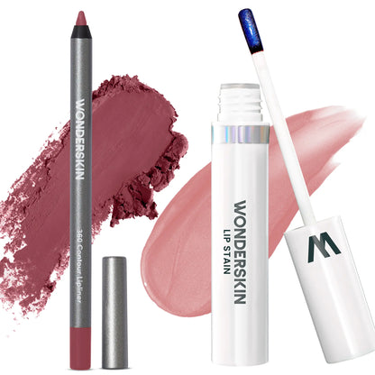 Wonderskin Perfect Lip Duo - Lip Stain & Lipliner, Waterproof, Nourishing, Vegan, Cruelty-Free, Long-Lasting, Flawless Makeup