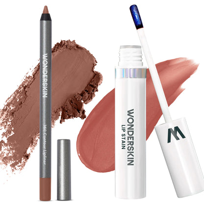 Wonderskin Perfect Lip Duo - Lip Stain & Lipliner, Waterproof, Nourishing, Vegan, Cruelty-Free, Long-Lasting, Flawless Makeup