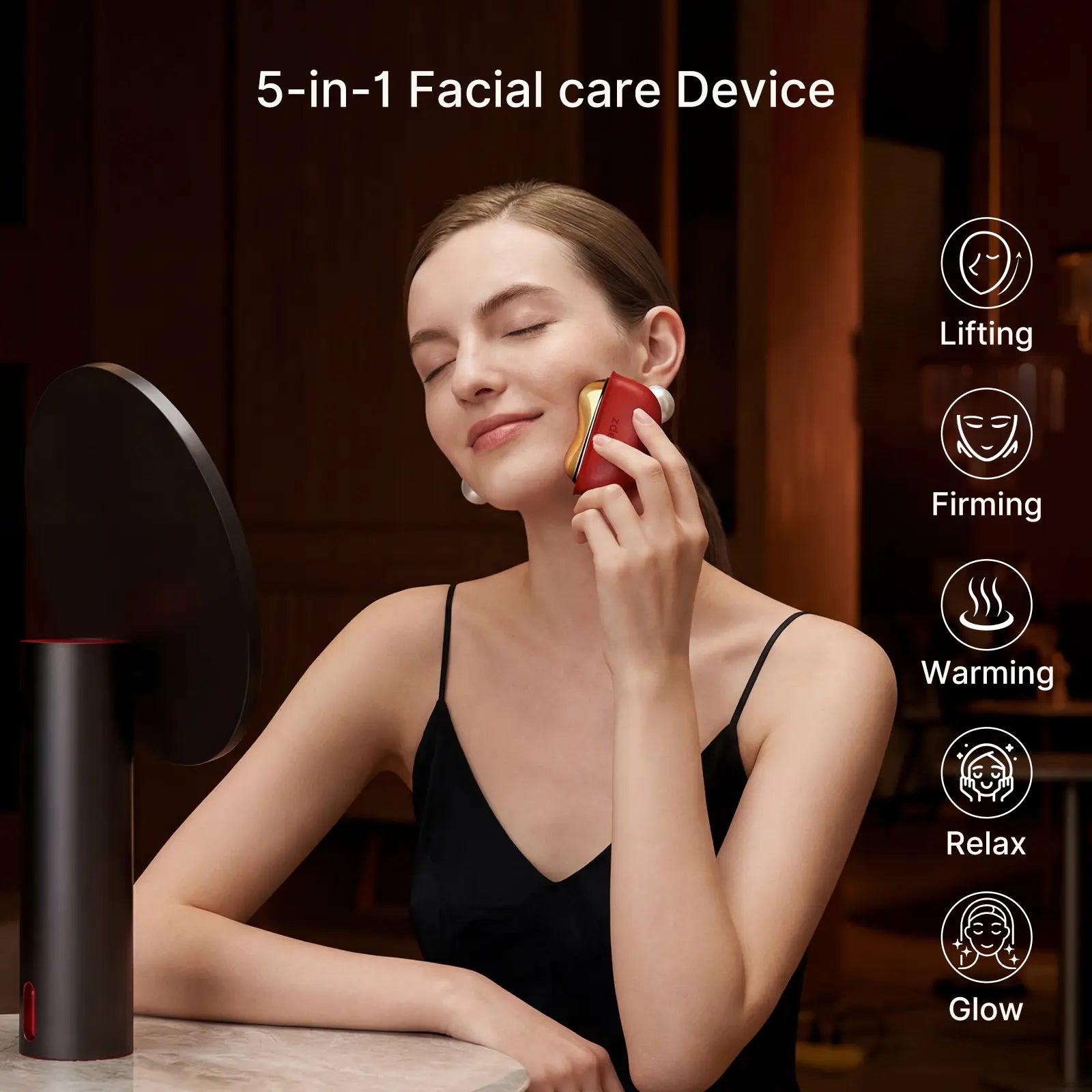 Zdeer LED Red Light Therapy Face & Neck Massager – Heated Gua Sha Facial Sculpting Device with Vibration for Firming & Lifting, Perfect Christmas & Valentine’S Day Gift for Her