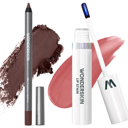 Wonderskin Perfect Lip Duo - Lip Stain & Lipliner, Waterproof, Nourishing, Vegan, Cruelty-Free, Long-Lasting, Flawless Makeup