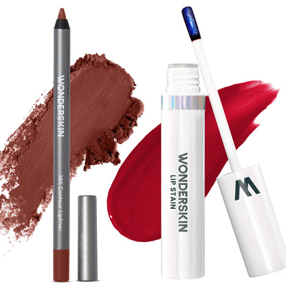 Wonderskin Perfect Lip Duo - Lip Stain & Lipliner, Waterproof, Nourishing, Vegan, Cruelty-Free, Long-Lasting, Flawless Makeup