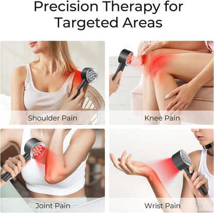 2-In-1 Red and Blue Light Therapy for Face Body - Portable Rechargeable Red Light Therapy Wand Device for Skin Back Muscle Knee Joint Shoulder Pain - 24 Leds(Grey)