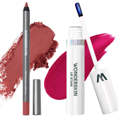 Wonderskin Perfect Lip Duo - Lip Stain & Lipliner, Waterproof, Nourishing, Vegan, Cruelty-Free, Long-Lasting, Flawless Makeup