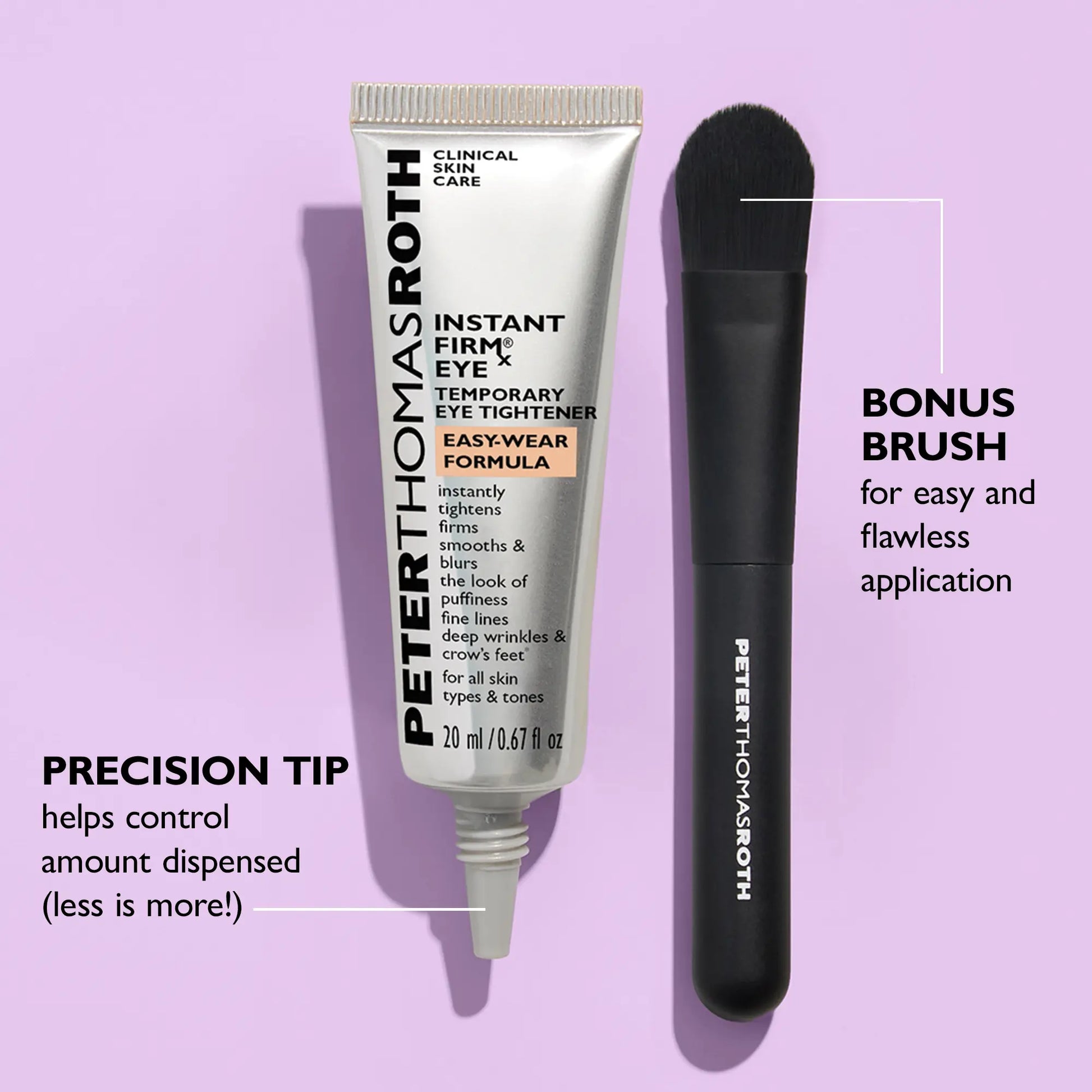 Peter Thomas Roth Instant Firmx Easy Wear Eye Tightener, Neutralizing Sheer Tint, Brush Included