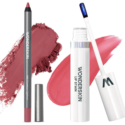 Wonderskin Perfect Lip Duo - Lip Stain & Lipliner, Waterproof, Nourishing, Vegan, Cruelty-Free, Long-Lasting, Flawless Makeup