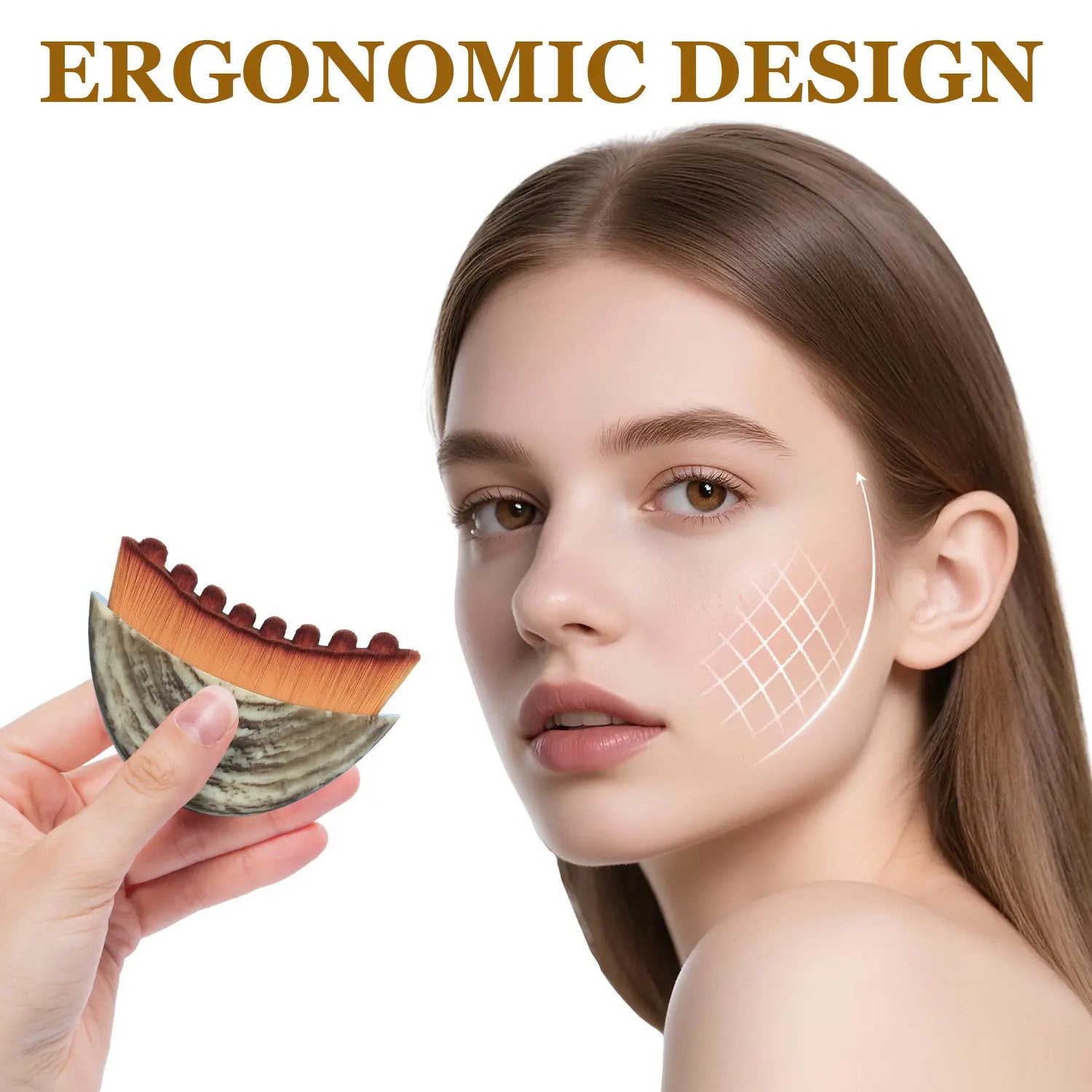 Cotsoco Lymphatic Contour Face Brush for Jawline & Chin Sculpting, Dry Brushing Massager for Lymphatic Drainage & Facial Fatigue Relief, Ergonomically Designed to Fit the Skin Precisely, Gift for Women, Valentine'S Day Gift
