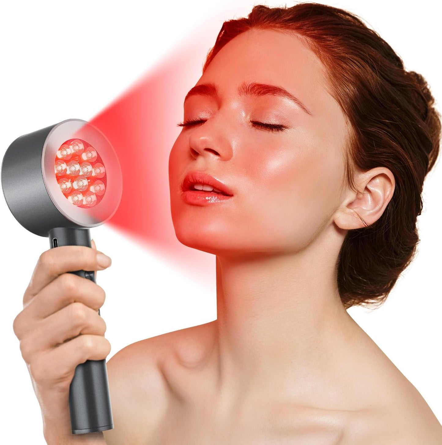 2-In-1 Red and Blue Light Therapy for Face Body - Portable Rechargeable Red Light Therapy Wand Device for Skin Back Muscle Knee Joint Shoulder Pain - 24 Leds(Grey)