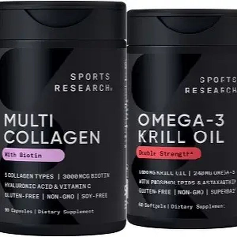 NEW Skin & Joint Bundle - Featuring Multi Collagen Peptides W/Biotin + Omega-3 Krill Oil