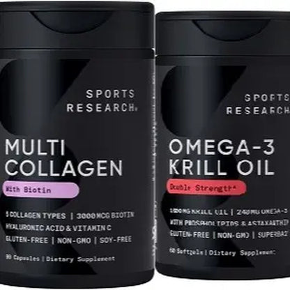NEW Skin & Joint Bundle - Featuring Multi Collagen Peptides W/Biotin + Omega-3 Krill Oil