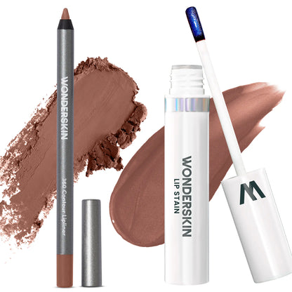 Wonderskin Perfect Lip Duo - Lip Stain & Lipliner, Waterproof, Nourishing, Vegan, Cruelty-Free, Long-Lasting, Flawless Makeup
