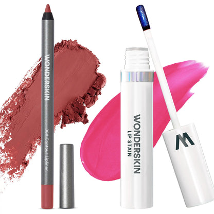 Wonderskin Perfect Lip Duo - Lip Stain & Lipliner, Waterproof, Nourishing, Vegan, Cruelty-Free, Long-Lasting, Flawless Makeup