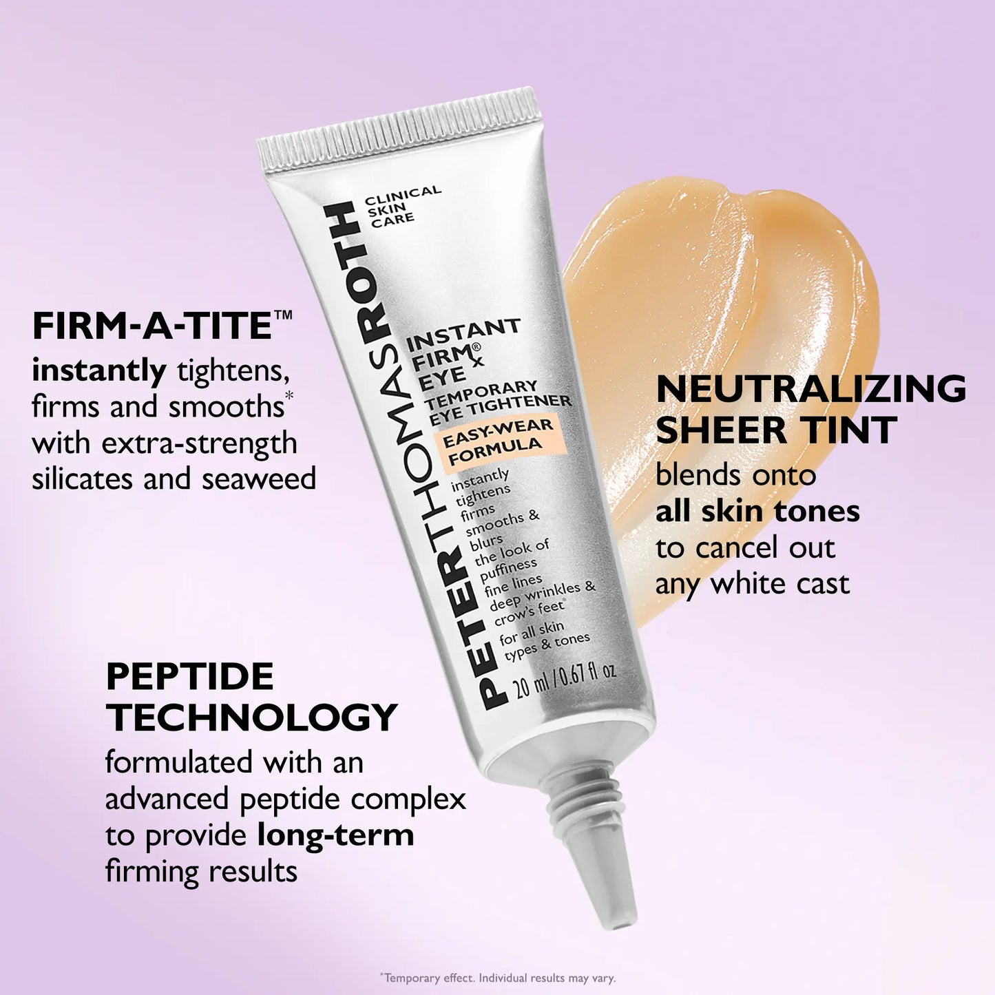 Peter Thomas Roth Instant Firmx Easy Wear Eye Tightener, Neutralizing Sheer Tint, Brush Included
